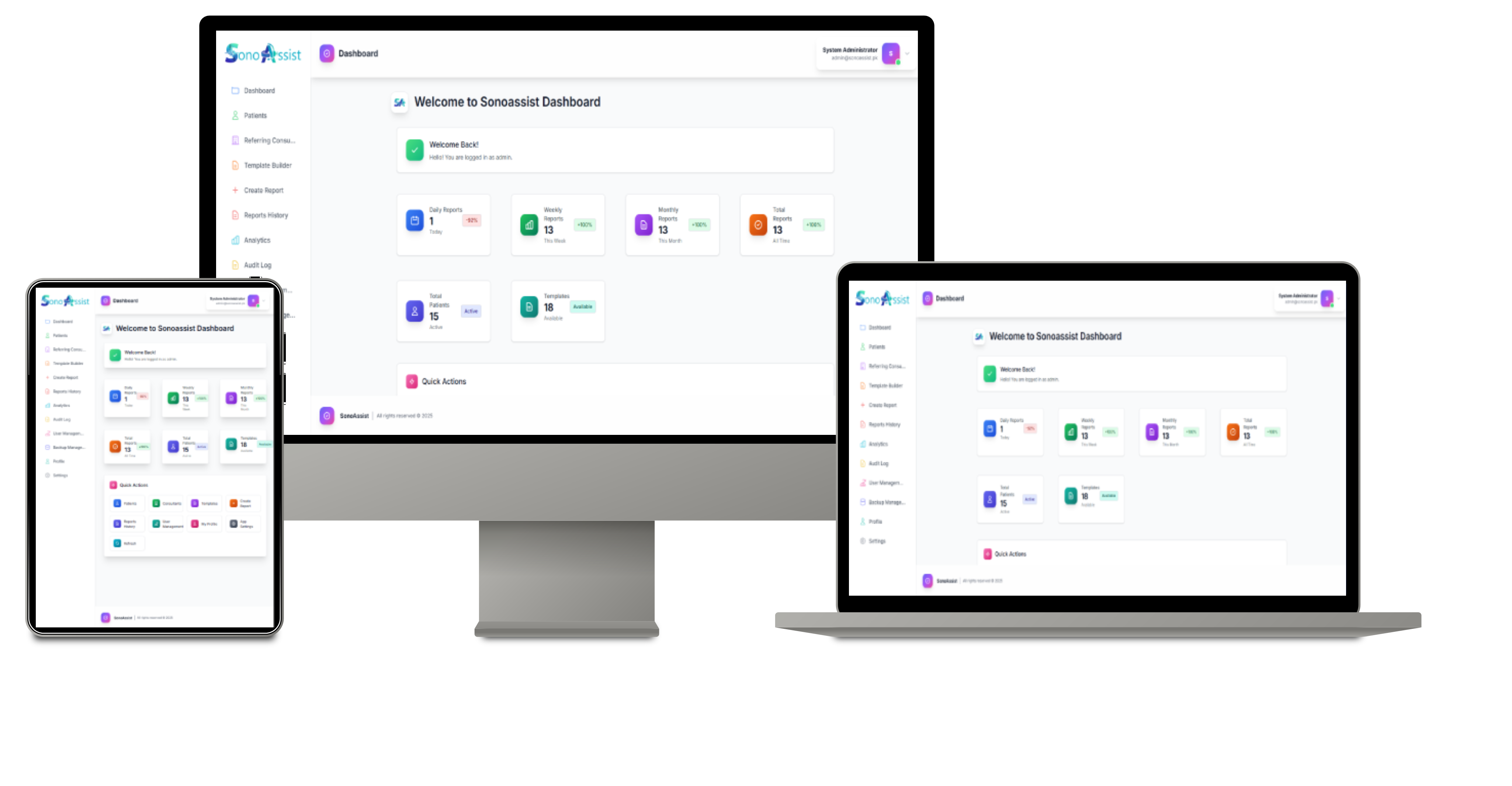SonoAssist Real-Time Virtual Assistant Service Dashboard - Live Medical Transcription Interface Across Desktop, Tablet, and Mobile Devices | Healthcare Service Platform
